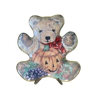 Vintage Bountiful Bear Halloween Teddy Bear Franklin Mint Collector's Plate